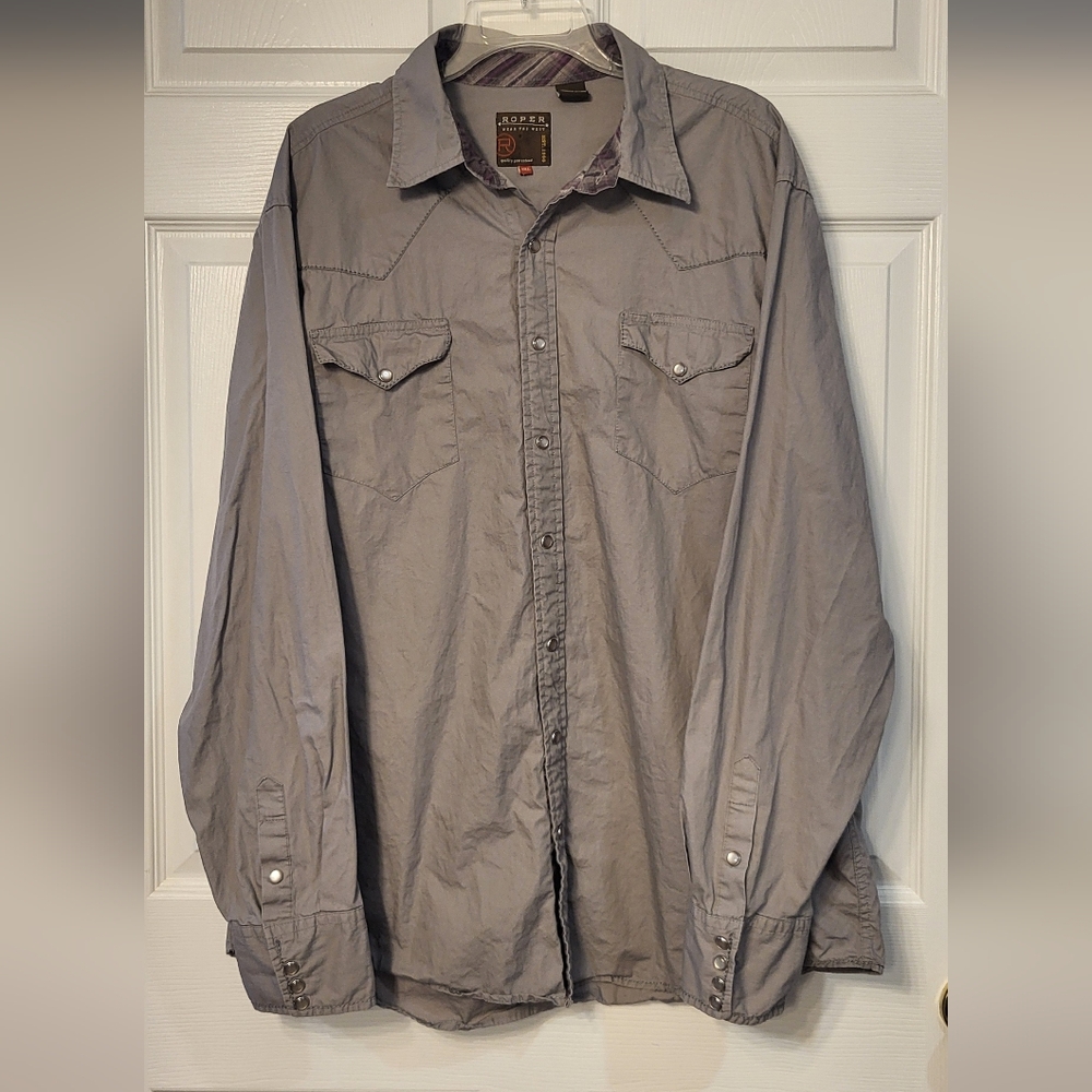 Roper Mens Long Sleeved Western Shirt With Pearl Snaps Size 2XL